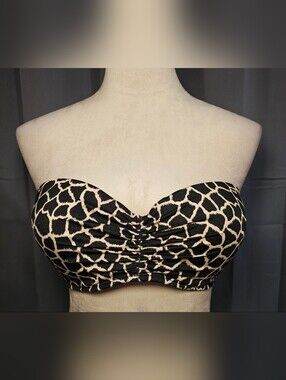 2015 Victoria's Secret Giraffe Print Ruched Strapless Bandeau Bikini Top.